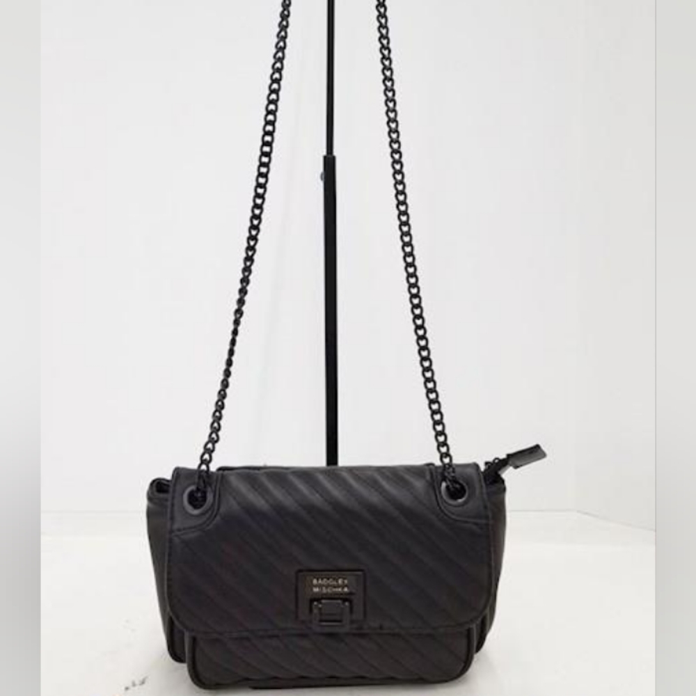 BADGLEY MISCHKA Black Quilted Leather Crossbody Bag - Picture 8 of 12